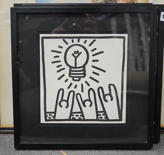 Keith Haring, limited edition edition print, ‘Light bulb moment’, Tony Shafrazi New York Gallery label verso, 23 x 22cm. Condition - good